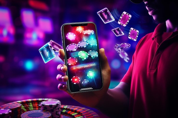 Pengguna membaca promosi olahraga lewat ponsel